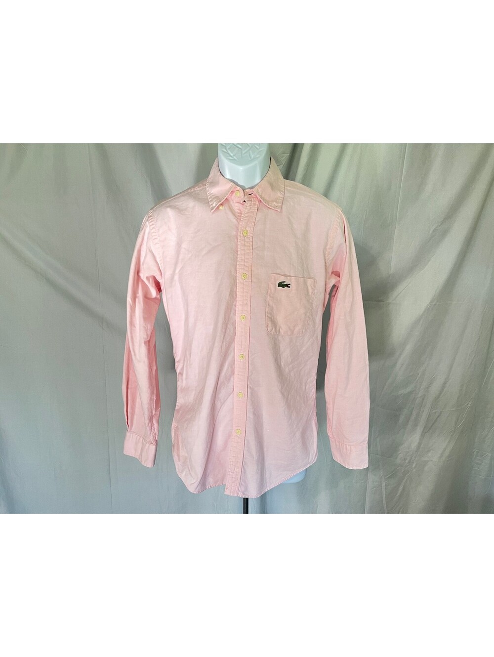 Izod Lacoste Men's Pink Vintage Long Sleeve 1/2 Patron Oxford Shirt M